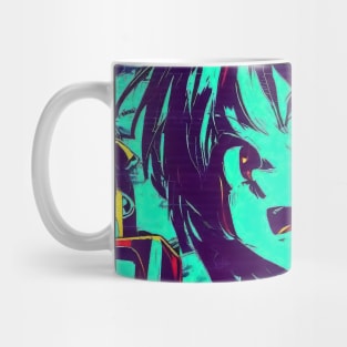 Retro glitch girl anime art portrait Mug